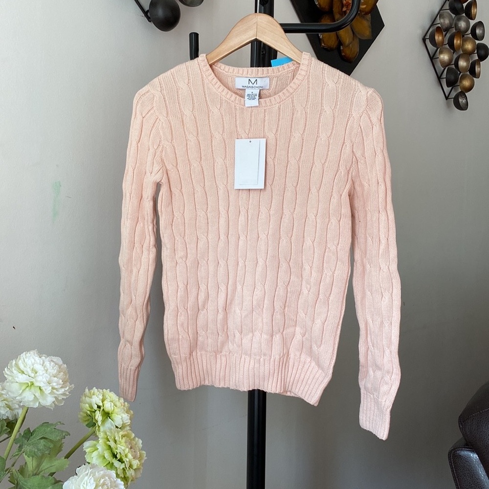 New Magaschoni Women Cable Knit Sweater